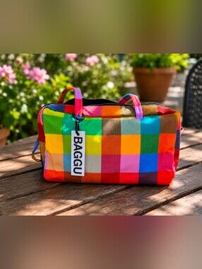 Baggu Madras Bowler Bag Rare HTF